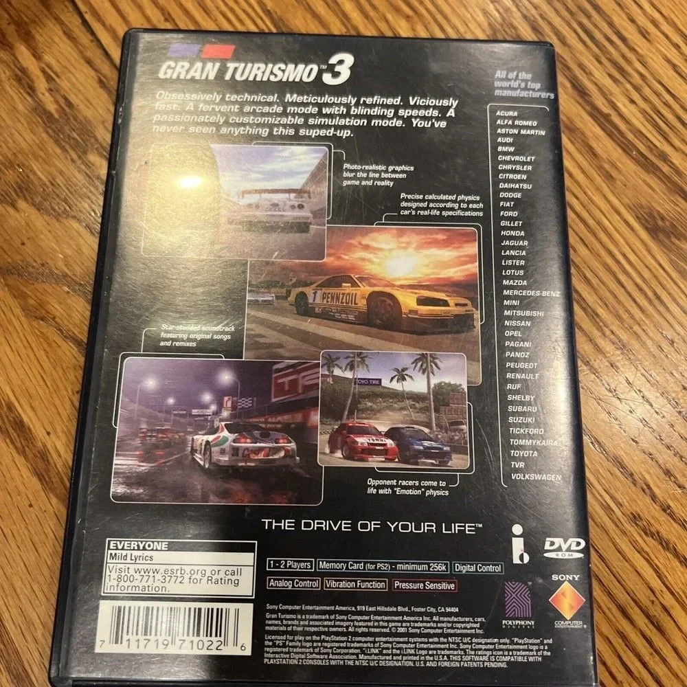PS2 GRAN TURISMO 3 A-SPEC SONY PLAYSTATION 2 VIDEO GAME NO MANUAL TESTED WORKING